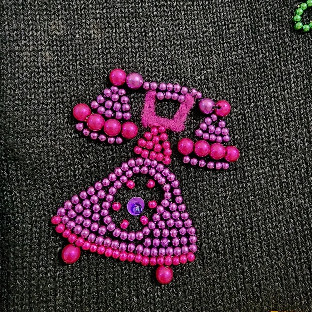 Vintage Michael Simon Beaded Telephone Vest Art Knit Whimsical Y2K READ DESC